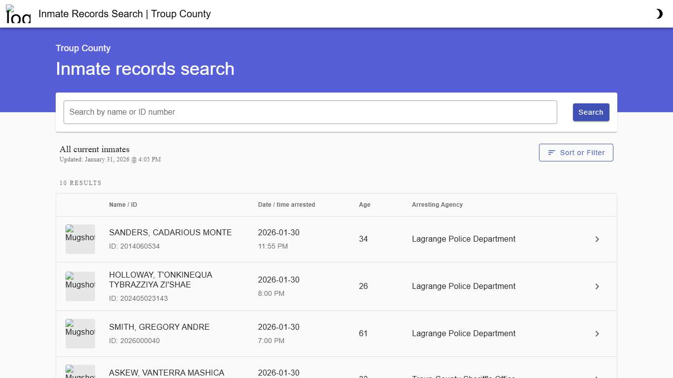 Corrections Records Search